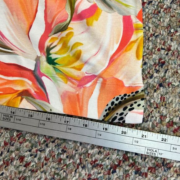 Chico's NWOT Orange White Green Tiger Lily Print Pima Cotton SS Tee Sz 1/US M - Picture 10 of 10